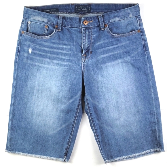 Lucky Brand Pants - Lucky Brand Boardwalk Bermuda Light Wash Mid-Rise Raw Hem Denim Shorts